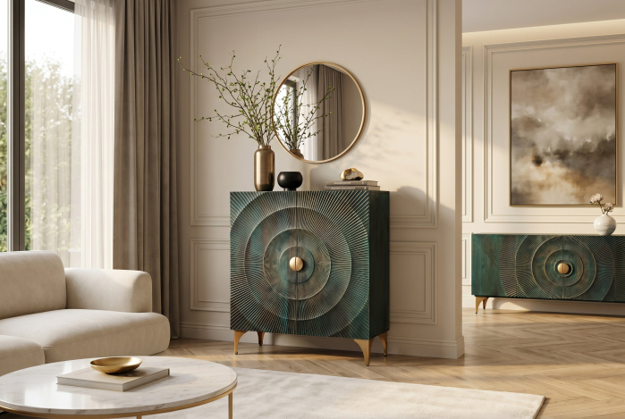 Bufet GOLDEN SUNSET 120 cm, lemn de mango 3D, turcoaz [5]