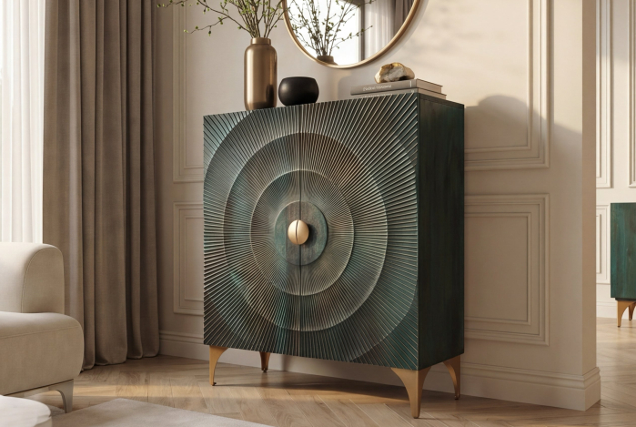 Bufet GOLDEN SUNSET 120 cm, lemn de mango 3D, turcoaz [4]