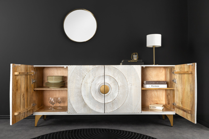 Bufet GOLDEN SUNSET suspendat din lemn de mango alb, 180 cm [4]