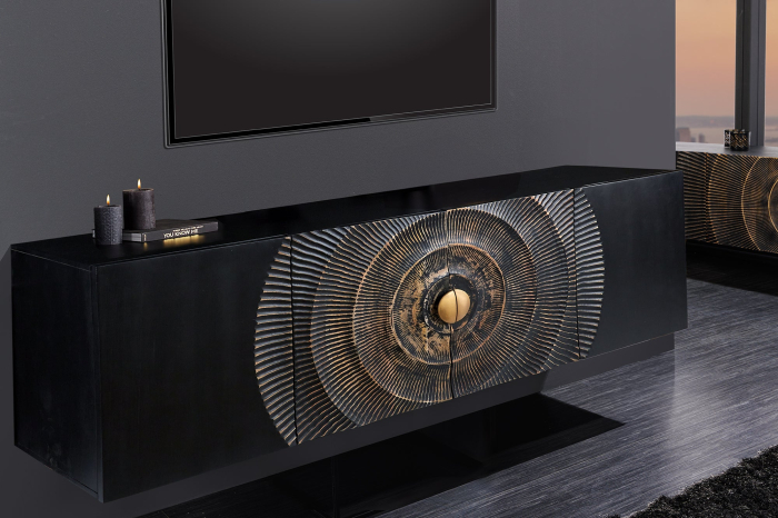 Bufet GOLDEN SUNSET suspendat din lemn de mango negru, 180 cm [2]