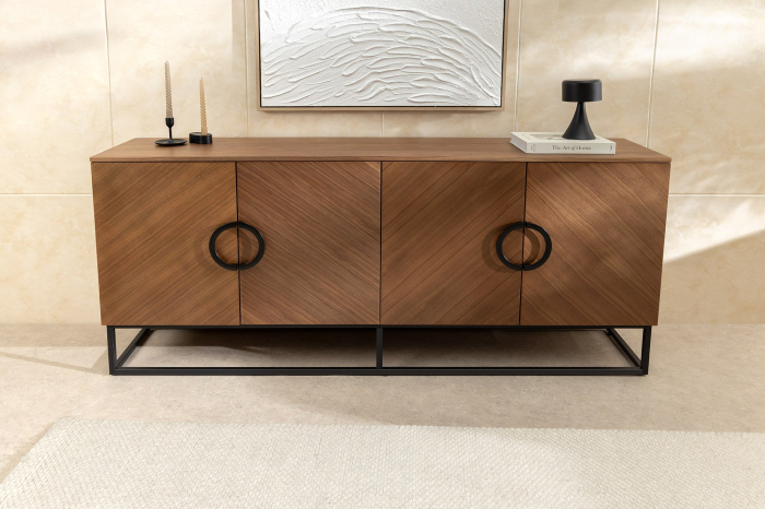 Bufet GRANDEZZA din lemn de nuc si metal, 180 cm [3]