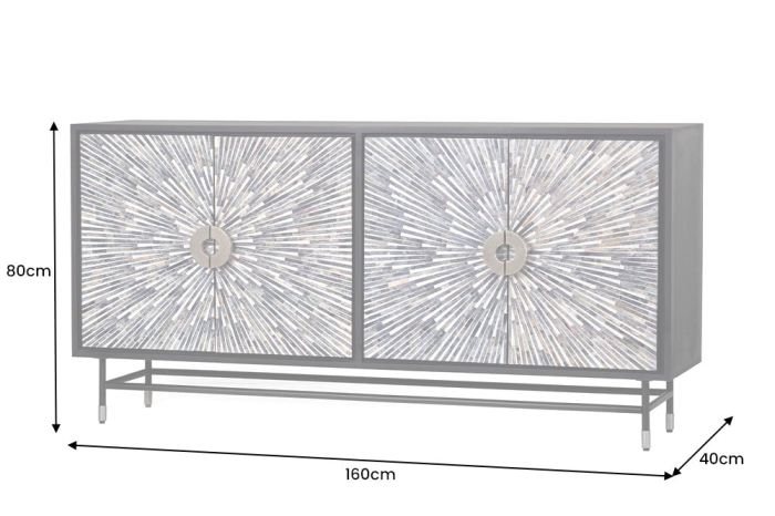 Bufet HERITAGE 160 cm, mozaic oase, negru-alb [9]