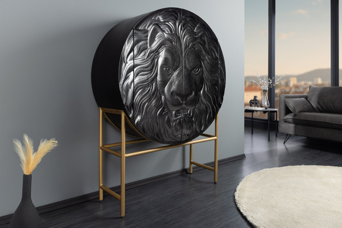 Bufet LION din lemn de mango negru, 140 cm [10]