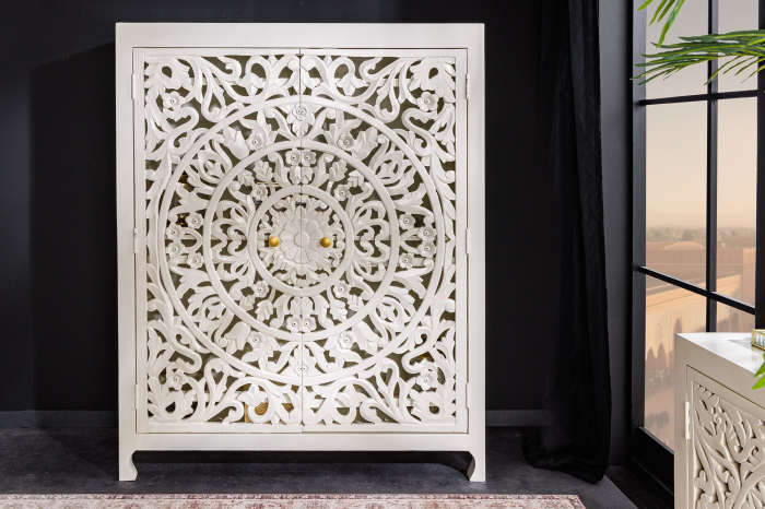 Bufet MARRAKECH din lemn de mango alb, 140 cm [3]