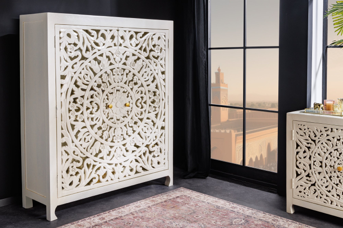 Bufet MARRAKECH din lemn de mango alb, 140 cm [2]