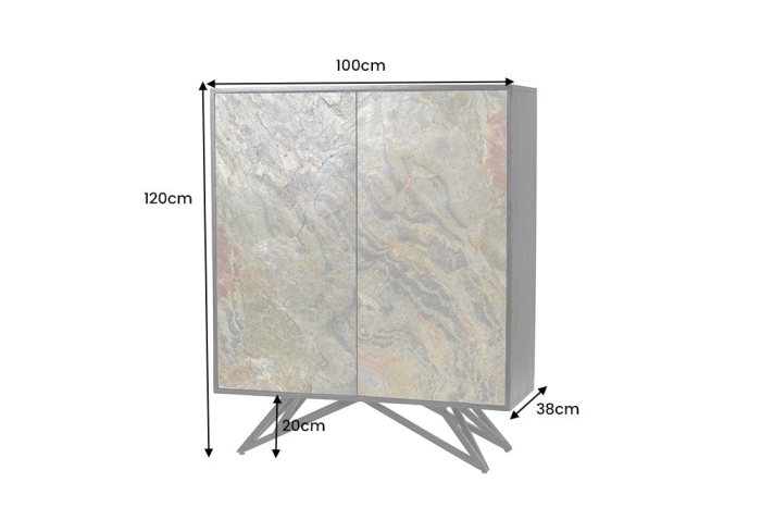 Bufet MOUNTAIN SOUL din lemn de salcam cu aspect de piatra, 120 cm [9]