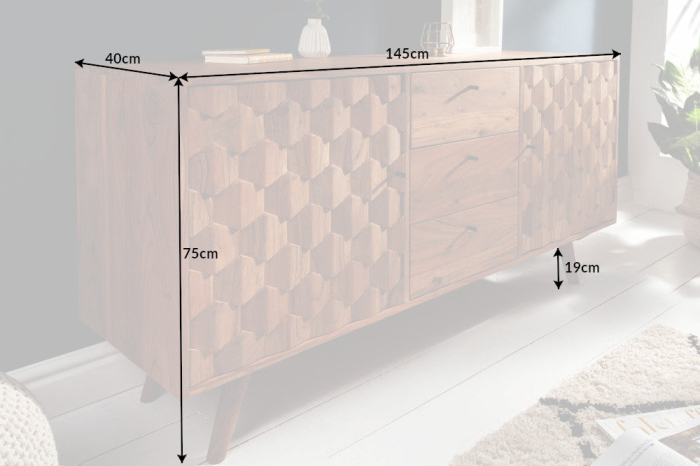 Bufet MYSTIC LIVING 145 cm din lemn de salcâm [10]
