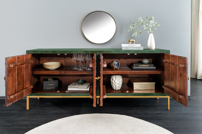 Bufet PEACOCK din lemn de mango verde, 175 cm [4]