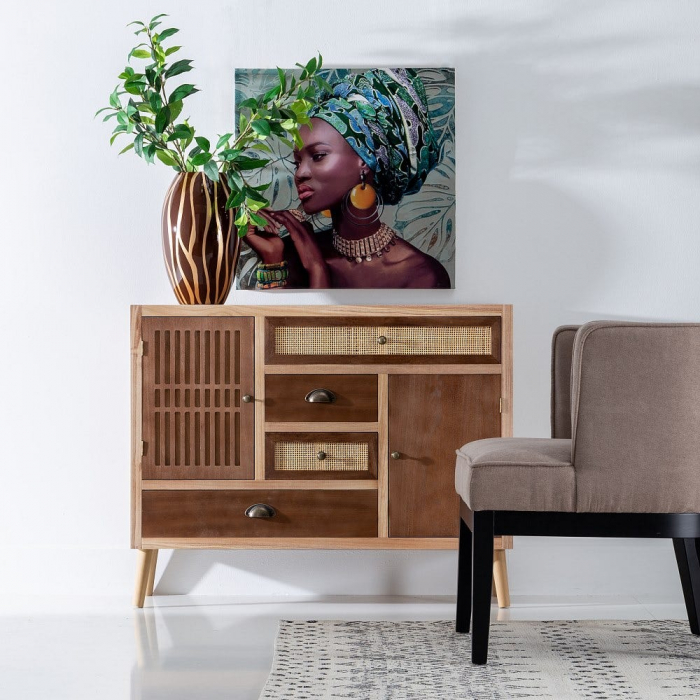 Bufet Sasha din lemn de pin și ratan 100 X 33 X 80 CM [3]