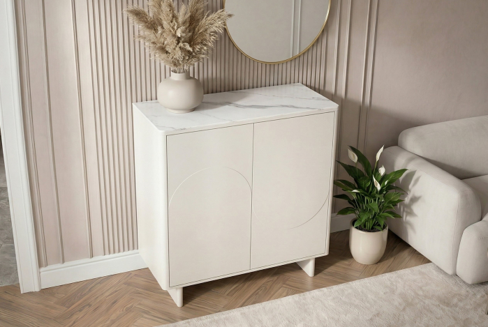 Bufet SAVOY 130 cm 3D cu blat din ceramică imitație de marmură albă [5]