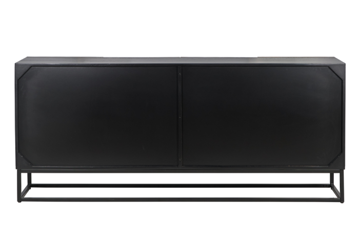 Bufet SHADES 180 cm, fațadă 3D din lemn de mango, maro multicolor, cu cadru metalic negru [15]