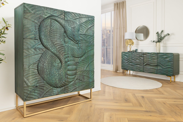 Bufet SNAKE din lemn de mango turquoise, 120 cm [3]