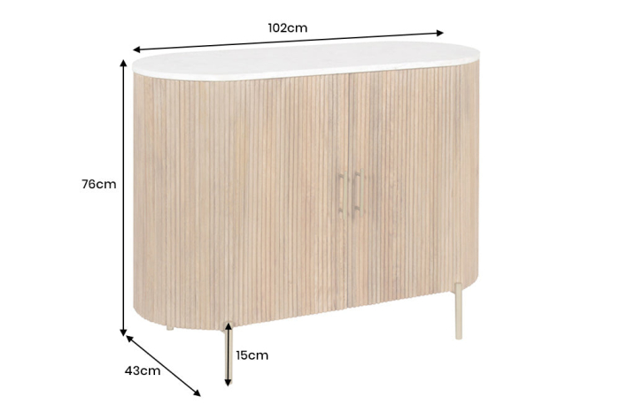 Bufet TRES CHIC din lemn de mango si blat din marmura, 105 cm [10]