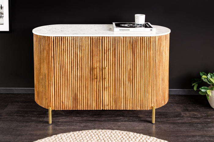 Bufet TRES CHIC din lemn de mango si blat din marmura, 105 cm [3]