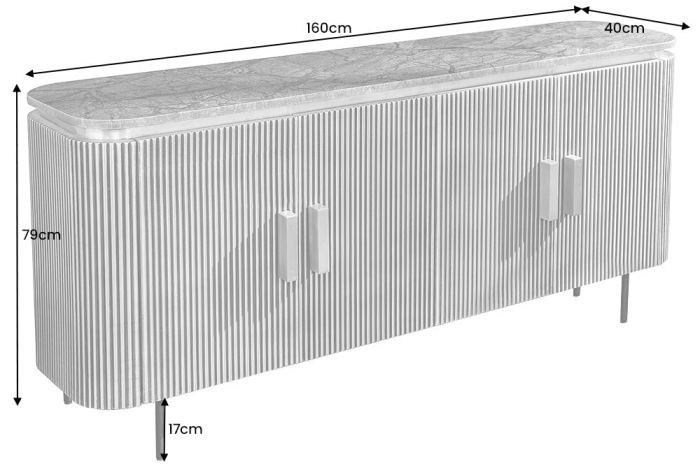 Bufet VENEZIANO din lemn de mango si blat din marmura, 160 cm [10]