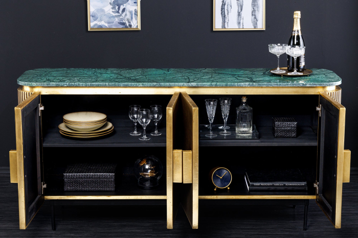 Bufet VENEZIANO din lemn de mango si blat din marmura, 160 cm [4]