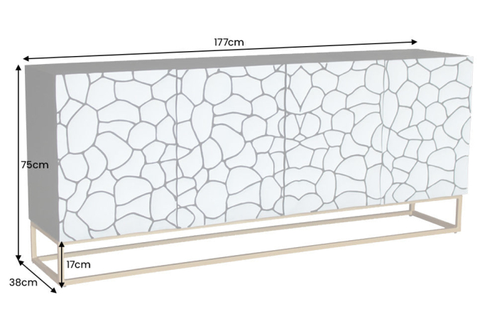 Bufet VULCANO din lemn de mango alb, 180 cm [11]
