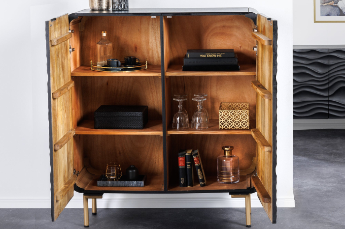 Bufet WAVE din lemn de mango negru, 120 cm [4]