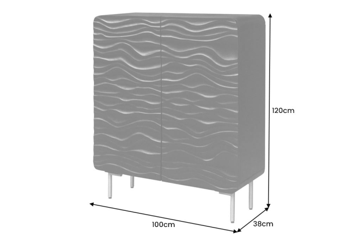 Bufet WAVE din lemn de mango negru, 120 cm [9]