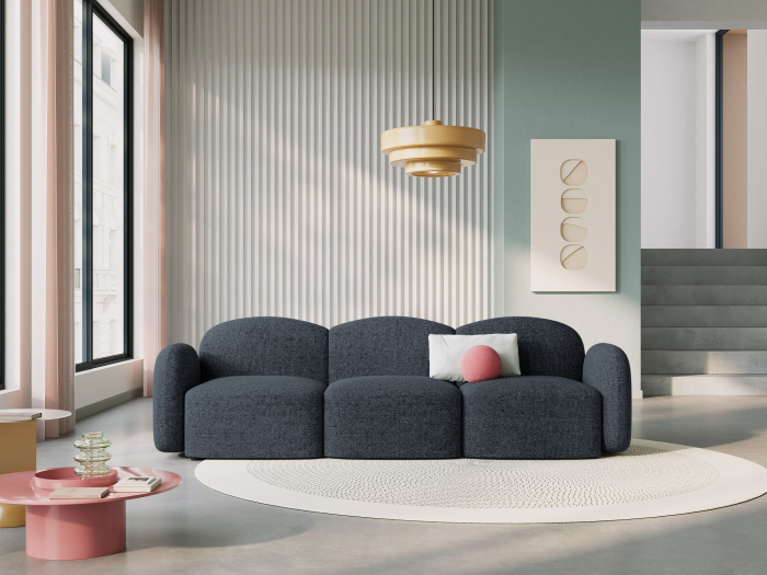 Canapea Blair cu 3 locuri si tapiterie din tesatura structurala, albastru [5]