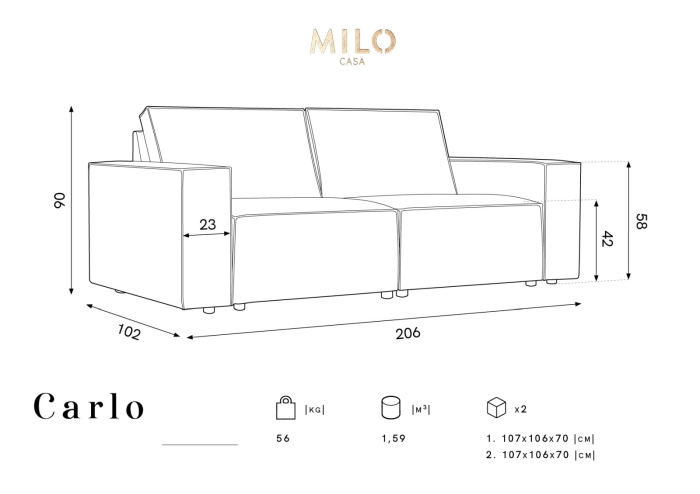 Canapea Carlo cu tapițerie din catifea [6]