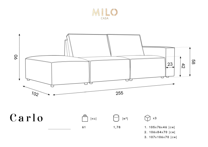 Canapea Carlo cu tapițerie din catifea [6]