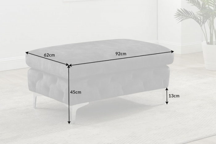 Puf Modern Barock cu tapiterie din catifea si lemn de pin, gri [7]