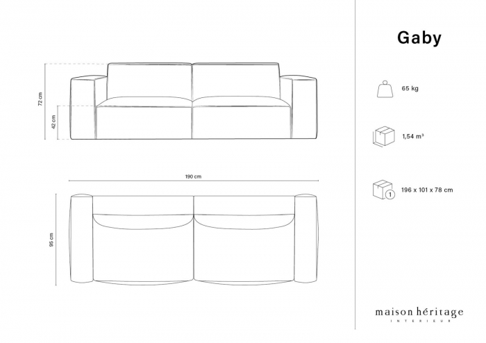 Canapea cu 2 locuri Gaby si tapiterie din catifea [5]