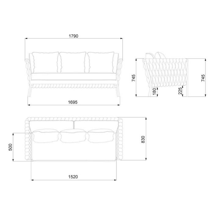 Canapea de exterior cu 2 locuri Rebecca,cadru din aluminiu. 176 x 83 x 74 cm [7]