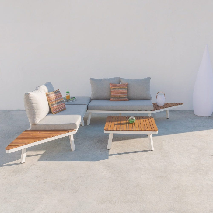 Canapea de exterior cu 2 locuri Saskia,cadru din aluminiu si lemn masiv de salcâm. 260 x 70 x 70 cm [2]