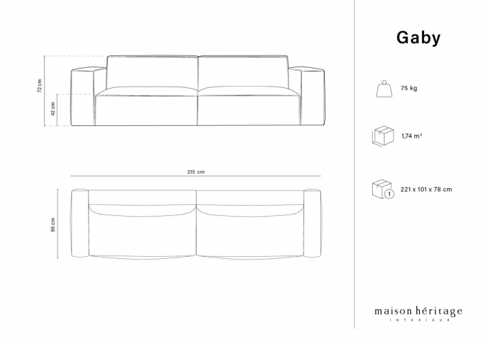 Canapea cu 3 locuri Gaby si tapiterie din catifea [5]