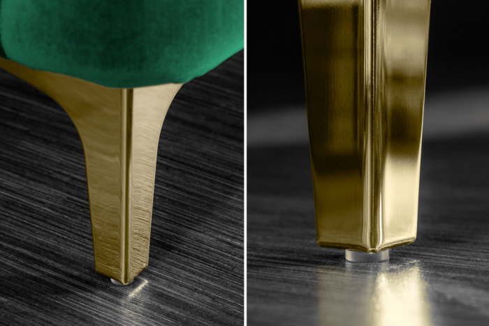 Canapea cu 3 locuri Modern Barock cu tapiterie din catifea si lemn de pin, verde [10]