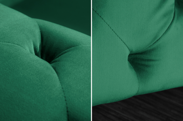 Canapea cu 3 locuri Modern Barock cu tapiterie din catifea si lemn de pin, verde [9]