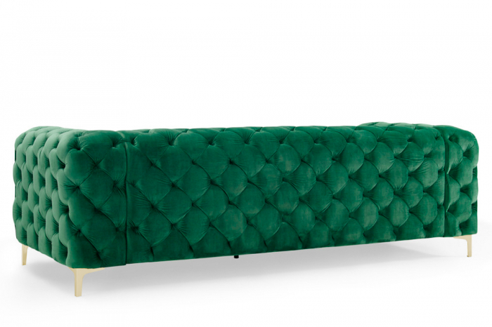 Canapea cu 3 locuri Modern Barock cu tapiterie din catifea si lemn de pin, verde [2]