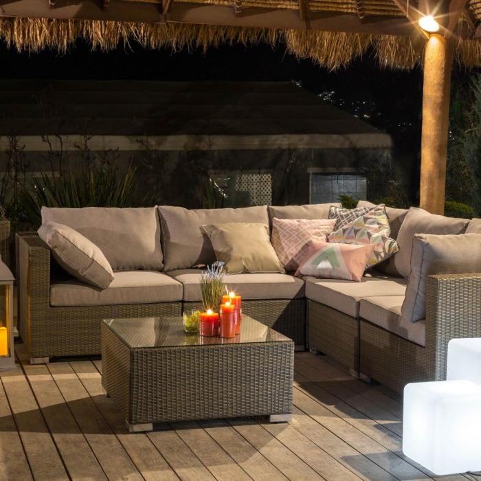Set de exterior Marlene din rattan. 248 x 248 x 66 cm [2]