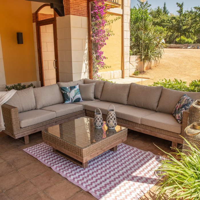 Canapea de exterior Patsy din rattan si lemn 66 x 89 x 64,50 cm [2]