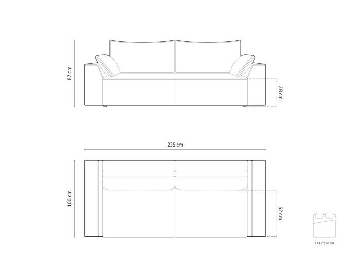 Canapea extennsibila Sophia cu tapițerie din catifea reiată [10]