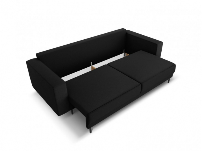 Canapea extensibila Caro cu 3 locuri si tapiterie din tesatura structurala, negru [5]