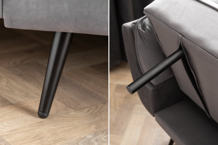 Canapea extensibila cu 3 locuri Boutique si tapiterie din catifea, gri [10]