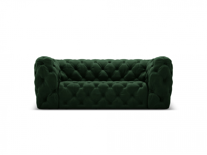 Canapea Chester cu 2 locuri si tapiterie din catifea, verde inchis [1]