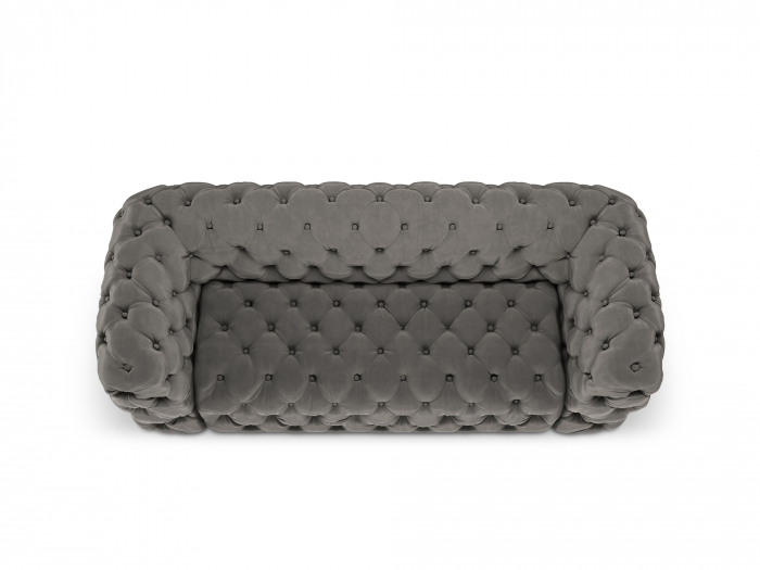 Canapea Chester cu 3 locuri si tapiterie din catifea, gri deschis [4]