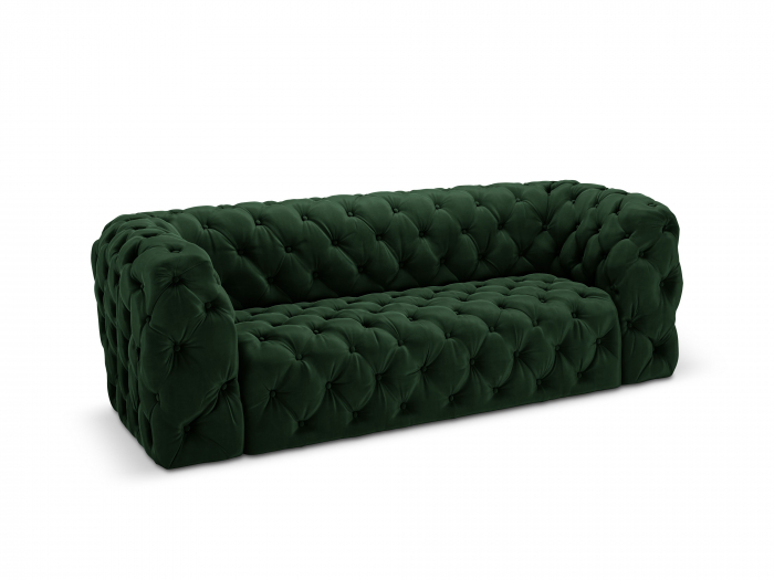 Canapea Chester cu 3 locuri si tapiterie din catifea, verde inchis [3]