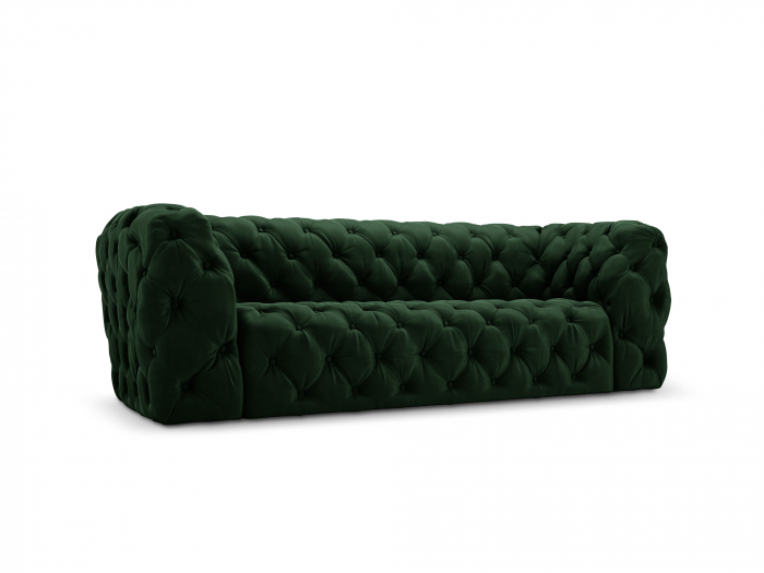 Canapea Chester cu 3 locuri si tapiterie din catifea, verde inchis [2]