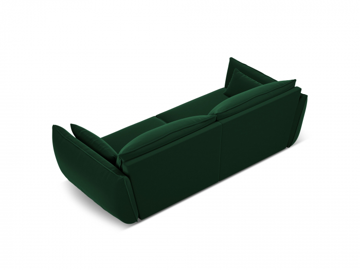 Canapea Kaelle cu 3 locuri si tapiterie din catifea, verde inchis [3]