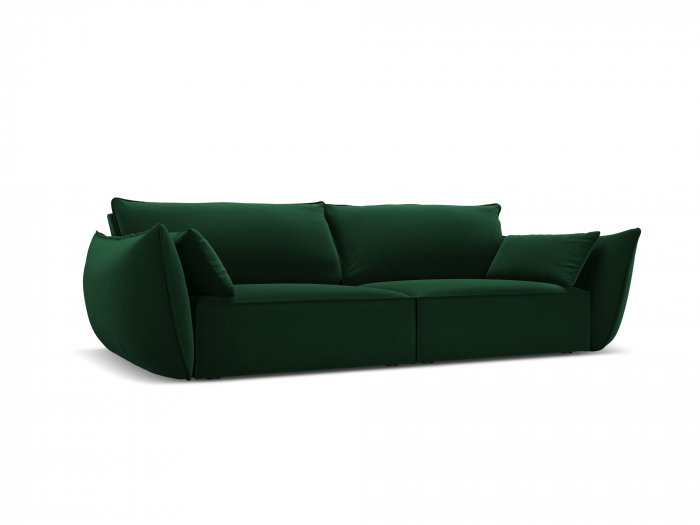 Canapea Kaelle cu 3 locuri si tapiterie din catifea, verde inchis [2]