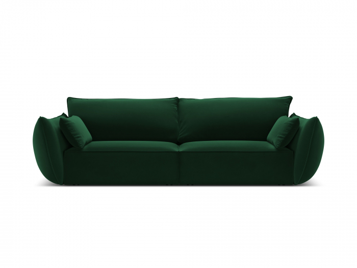 Canapea Kaelle cu 3 locuri si tapiterie din catifea, verde inchis [1]