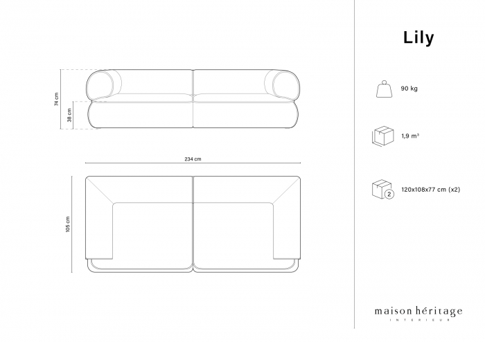 Canapea Lily cu 3 locuri si tapiterie din piele naturala [7]