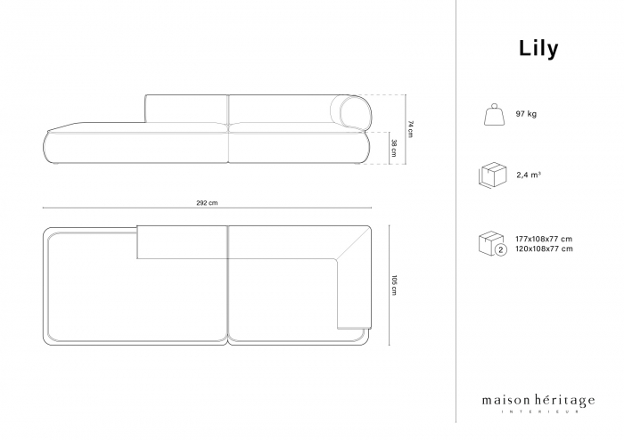 Canapea Lily cu 4 locuri si tapiterie din tesatura structurala [7]