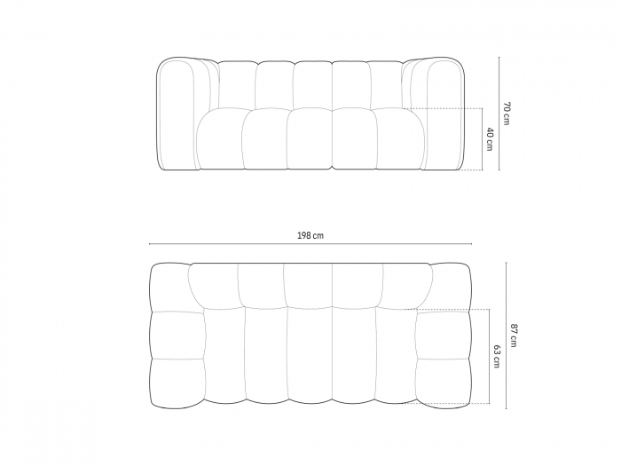Canapea Lupine cu 2 si tapiterie din catifea, bej [5]