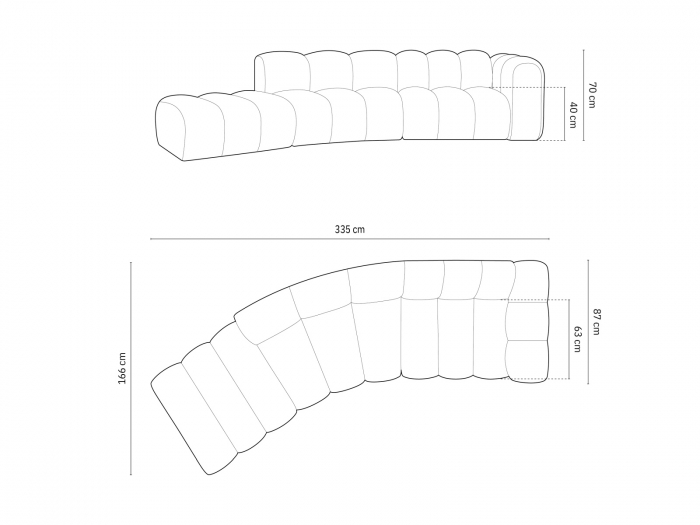 Canapea Lupine cu 5 locuri pe semirotund, colt pe partea stanga si tapiterie din catifea, albastru royal [5]